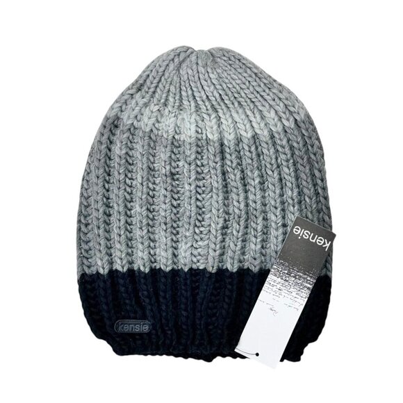 NWT Kensie Beanie Hat Chunky Knit Gray Ombré One Size Winter Unisex Cold Weather - Picture 1 of 7